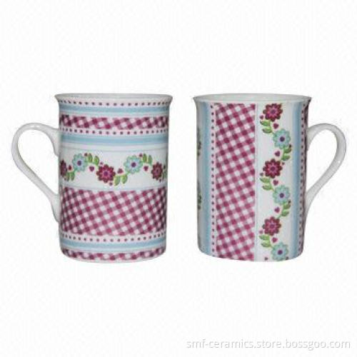 9oz Straight Porcelain Mug with Floral Designs